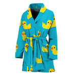 8-Bit Rubber Duck Pattern Print Women's Bathrobe
