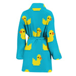 8-Bit Rubber Duck Pattern Print Women's Bathrobe