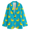 8-Bit Rubber Duck Pattern Print Women's Blazer