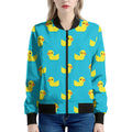 8-Bit Rubber Duck Pattern Print Women's Bomber Jacket