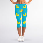 8-Bit Rubber Duck Pattern Print Women's Capri Leggings