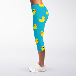 8-Bit Rubber Duck Pattern Print Women's Capri Leggings