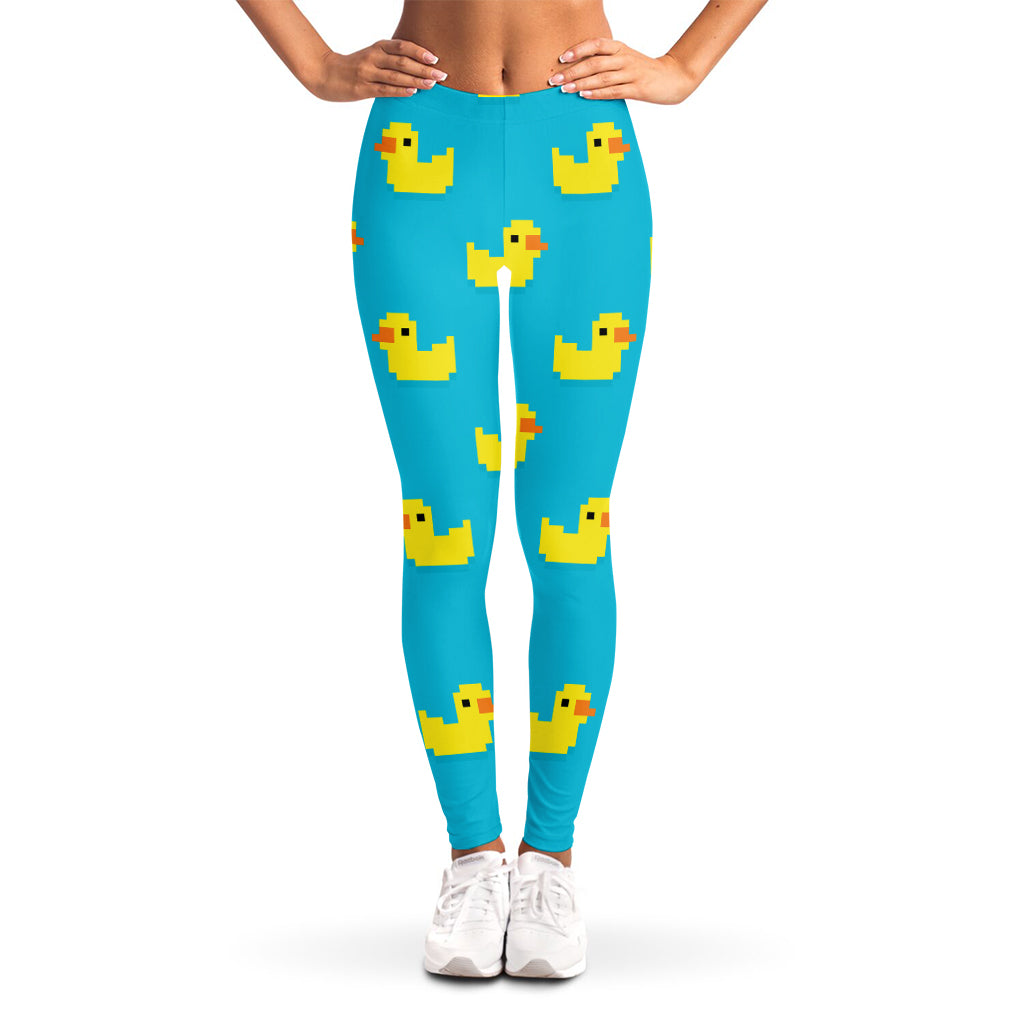 8-Bit Rubber Duck Pattern Print Women's Leggings