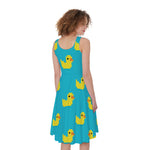8-Bit Rubber Duck Pattern Print Women's Sleeveless Dress