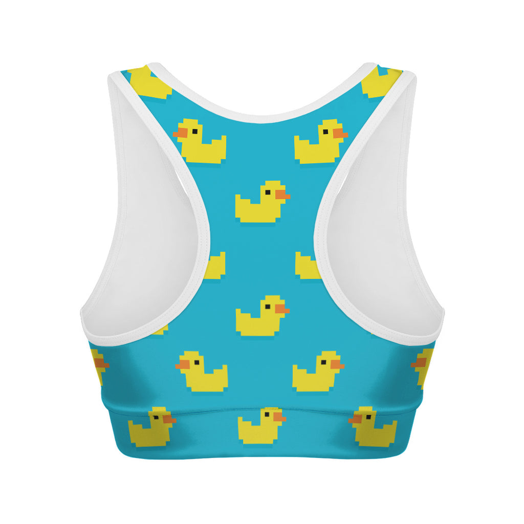 8-Bit Rubber Duck Pattern Print Women's Sports Bra