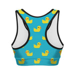 8-Bit Rubber Duck Pattern Print Women's Sports Bra