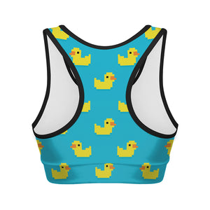 8-Bit Rubber Duck Pattern Print Women's Sports Bra