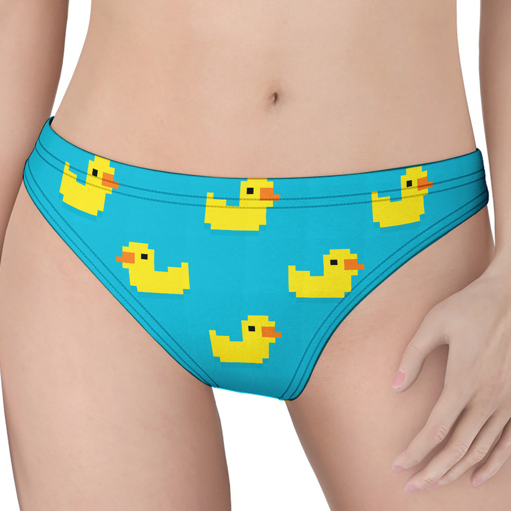 8-Bit Rubber Duck Pattern Print Women's Thong