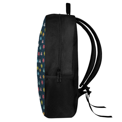 8-Bit Video Game Monsters Pattern Print 17 Inch Backpack