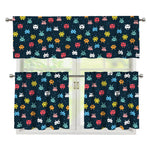 8-Bit Video Game Monsters Pattern Print 3 Piece Kitchen Curtains
