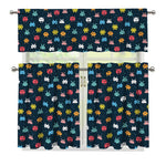 8-Bit Video Game Monsters Pattern Print 3 Piece Kitchen Curtains