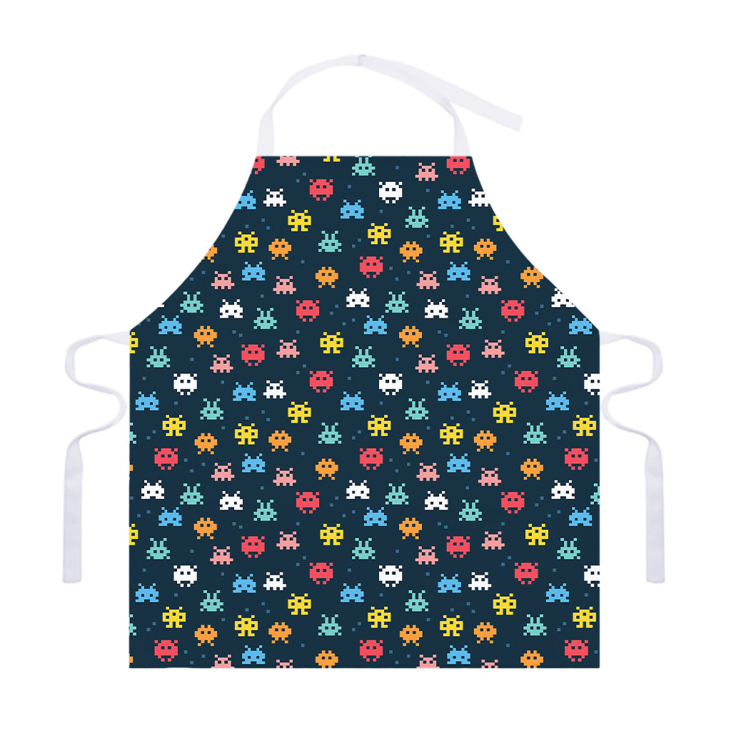 8-Bit Video Game Monsters Pattern Print Adjustable Apron