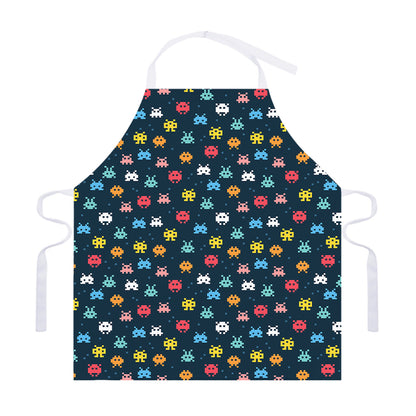 8-Bit Video Game Monsters Pattern Print Adjustable Apron