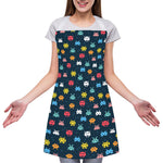8-Bit Video Game Monsters Pattern Print Adjustable Apron