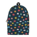 8-Bit Video Game Monsters Pattern Print School Backpack