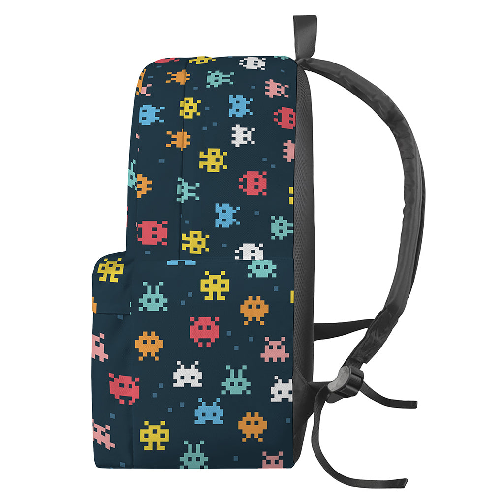 8-Bit Video Game Monsters Pattern Print Backpack