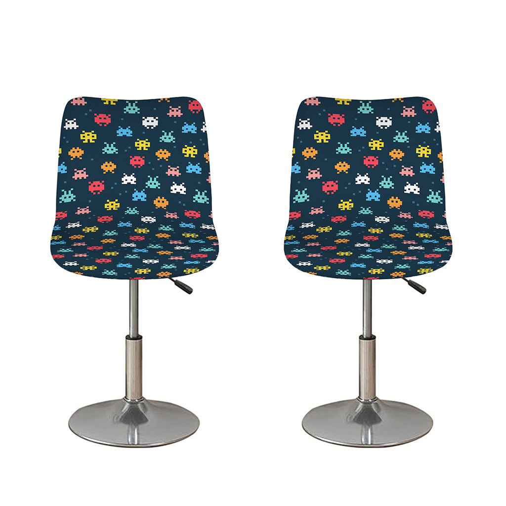 8-Bit Video Game Monsters Pattern Print Bar Stool Covers