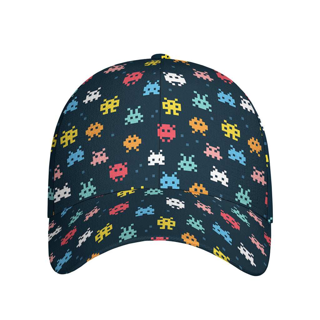 8-Bit Video Game Monsters Pattern Print Baseball Cap