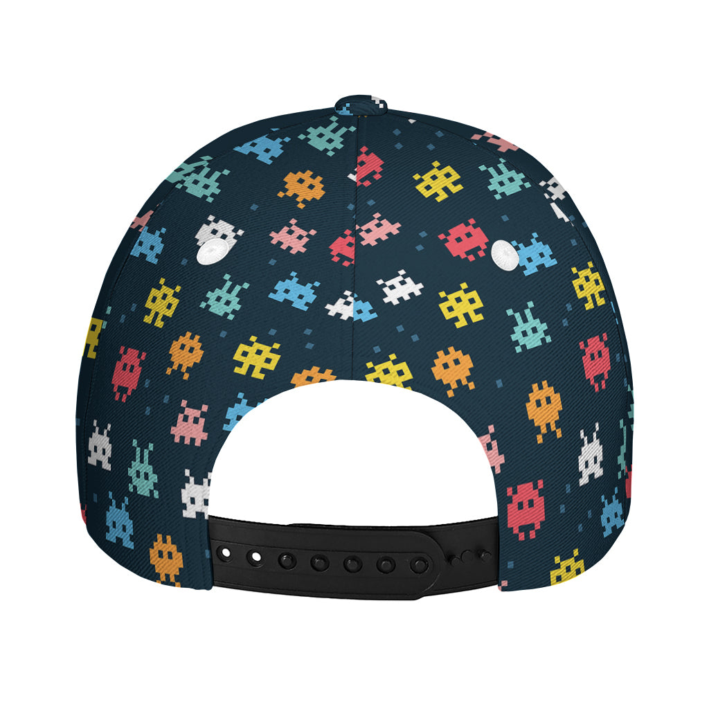 8-Bit Video Game Monsters Pattern Print Baseball Cap