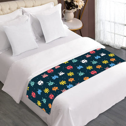 8-Bit Video Game Monsters Pattern Print Bed Runner
