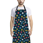 8-Bit Video Game Monsters Pattern Print Bib Apron With Pocket