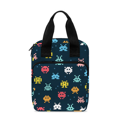8-Bit Video Game Monsters Pattern Print Bible Tote Bag