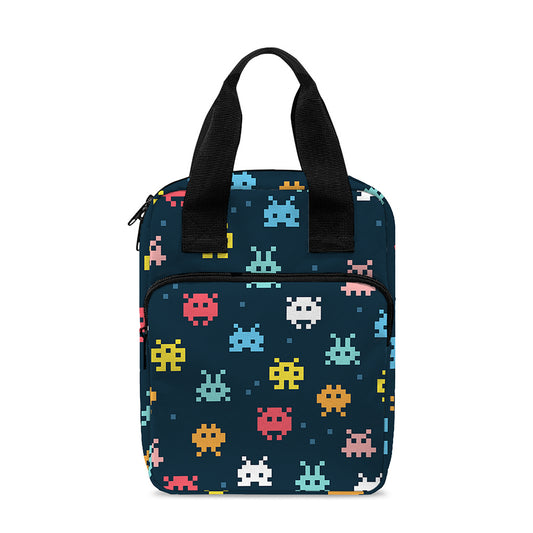 8-Bit Video Game Monsters Pattern Print Bible Tote Bag