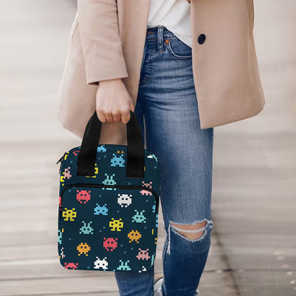 8-Bit Video Game Monsters Pattern Print Bible Tote Bag