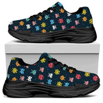 8-Bit Video Game Monsters Pattern Print Black Chunky Shoes