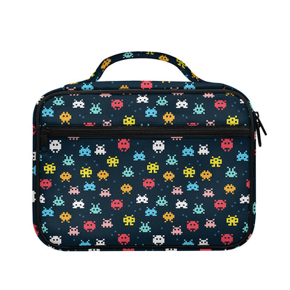 8-Bit Video Game Monsters Pattern Print Briefcase Bible Bag