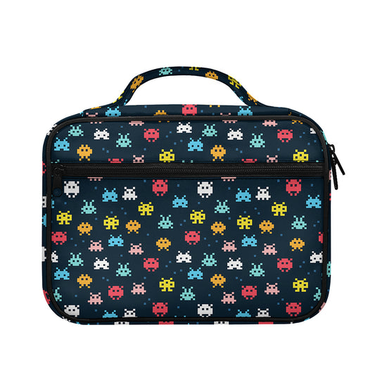 8-Bit Video Game Monsters Pattern Print Briefcase Bible Bag