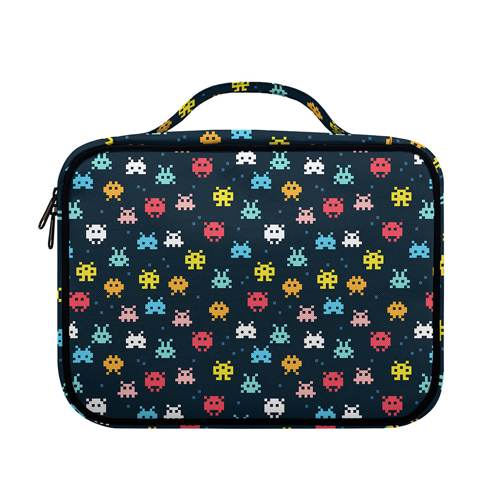 8-Bit Video Game Monsters Pattern Print Briefcase Bible Bag