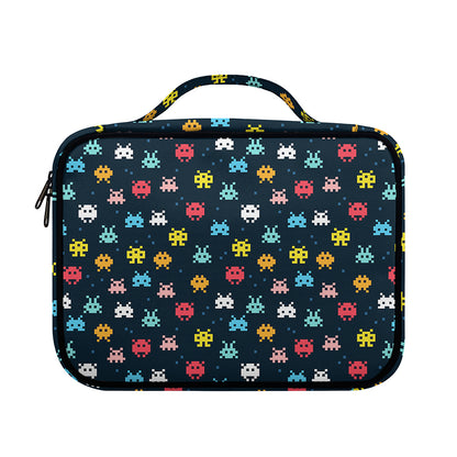 8-Bit Video Game Monsters Pattern Print Briefcase Bible Bag