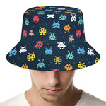 8-Bit Video Game Monsters Pattern Print Bucket Hat