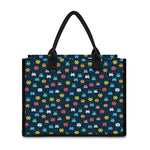 8-Bit Video Game Monsters Pattern Print Canvas Tote Bag