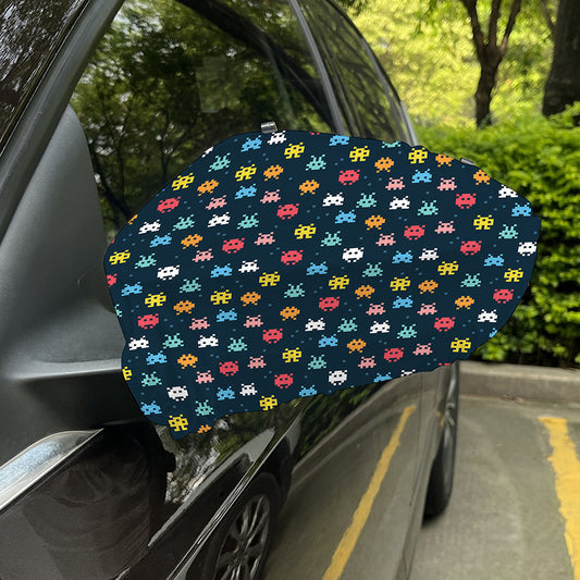8-Bit Video Game Monsters Pattern Print Car Side Mirror Covers