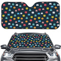 8-Bit Video Game Monsters Pattern Print Car Windshield Sun Shade