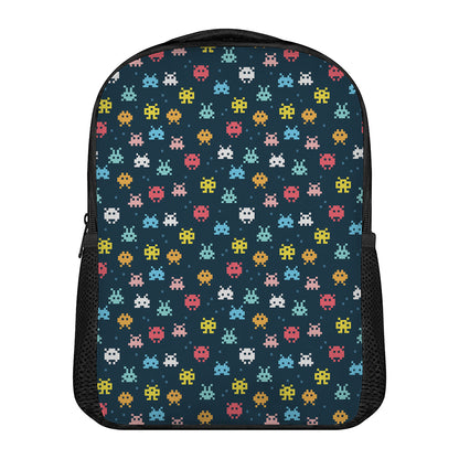8-Bit Video Game Monsters Pattern Print Casual Backpack