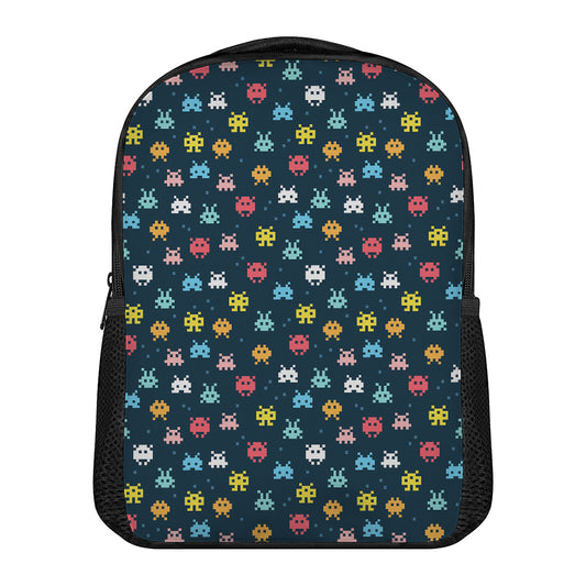 8-Bit Video Game Monsters Pattern Print Casual Backpack