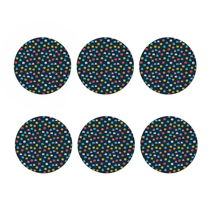 8-Bit Video Game Monsters Pattern Print Coaster Set