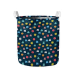 8-Bit Video Game Monsters Pattern Print Collapsible Laundry Basket