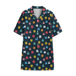 8-Bit Video Game Monsters Pattern Print Cotton Hawaiian Shirt
