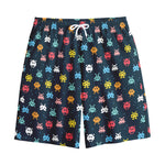 8-Bit Video Game Monsters Pattern Print Cotton Shorts