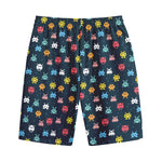 8-Bit Video Game Monsters Pattern Print Cotton Shorts