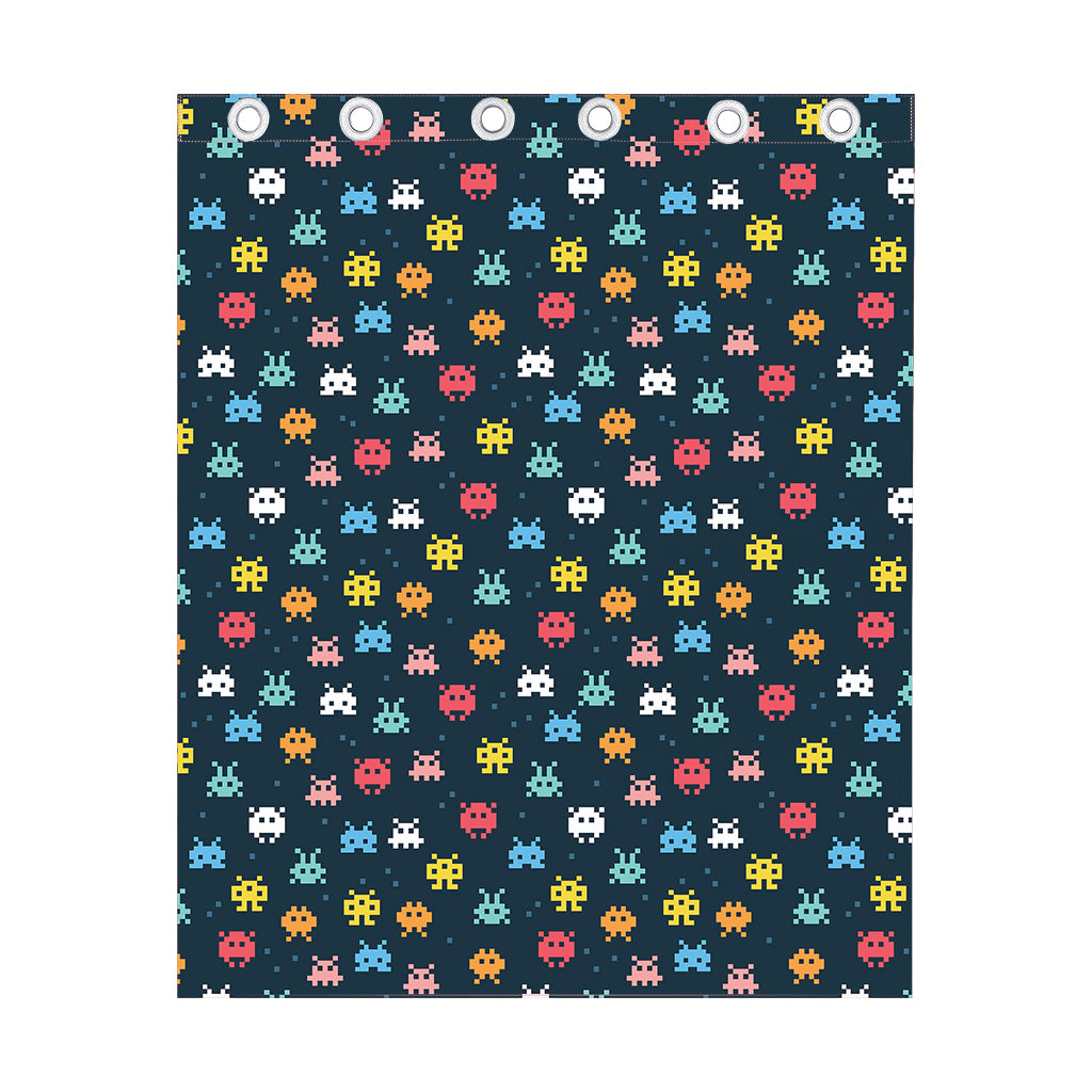 8-Bit Video Game Monsters Pattern Print Curtain