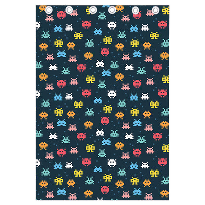 8-Bit Video Game Monsters Pattern Print Curtain