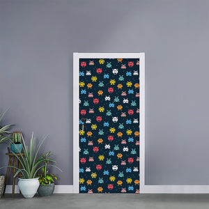 8-Bit Video Game Monsters Pattern Print Door Sticker