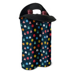 8-Bit Video Game Monsters Pattern Print Double Neoprene Wine Tote