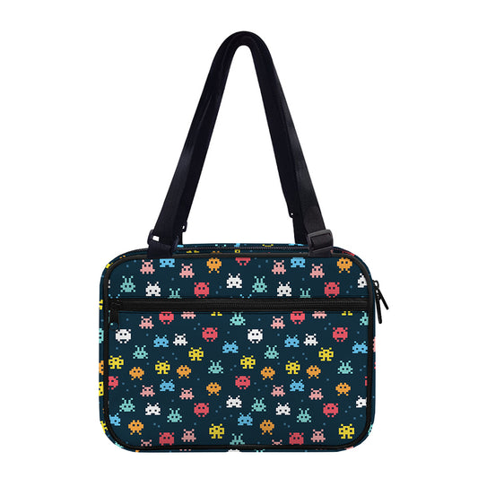 8-Bit Video Game Monsters Pattern Print Double Strap Bible Bag