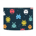 8-Bit Video Game Monsters Pattern Print Drum Lamp Shade